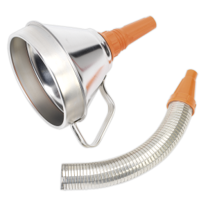 Sealey FM16F Funnel Metal with Flexible Spout & Filter ⌀160mm