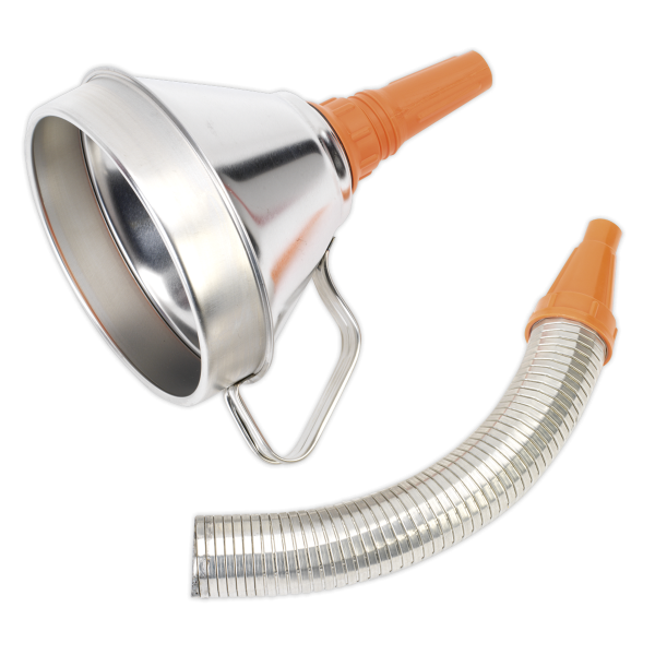 Sealey FM16F Funnel Metal with Flexible Spout & Filter ⌀160mm