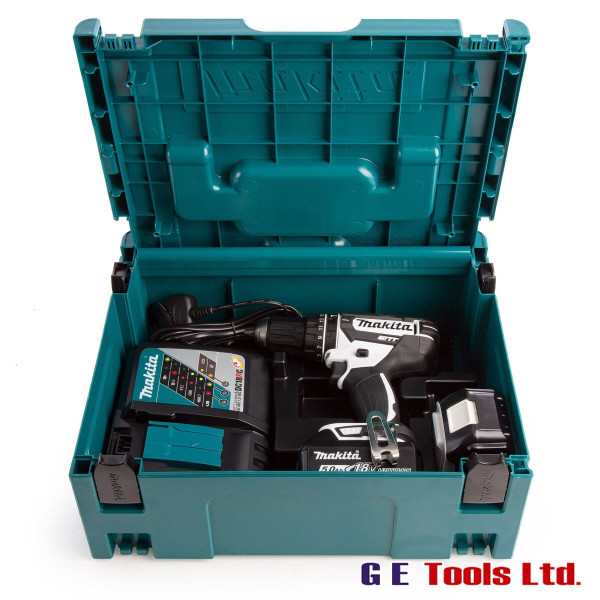 Makita DHP482RTWJ 18 Volt Cordless LXT Combi Drill White