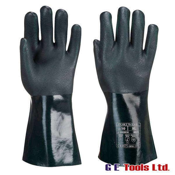 Portwest A835 Double Dipped PVC Gauntlet/Gloves