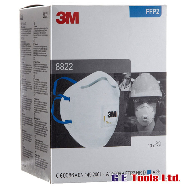 3M 8822 FFP2 Sanding & Power Tool Valved Dust Respirator – Box of 10 3M 8822 FFP2 Sanding & Power Tool Valved Dust Respirator – Box of 10