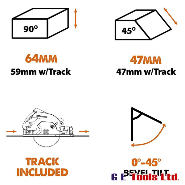 Evolution R185CCSX 185mm Circular Saw With 1020mm Track Evolution R185CCSX 185mm Circular Saw With 1020mm Track