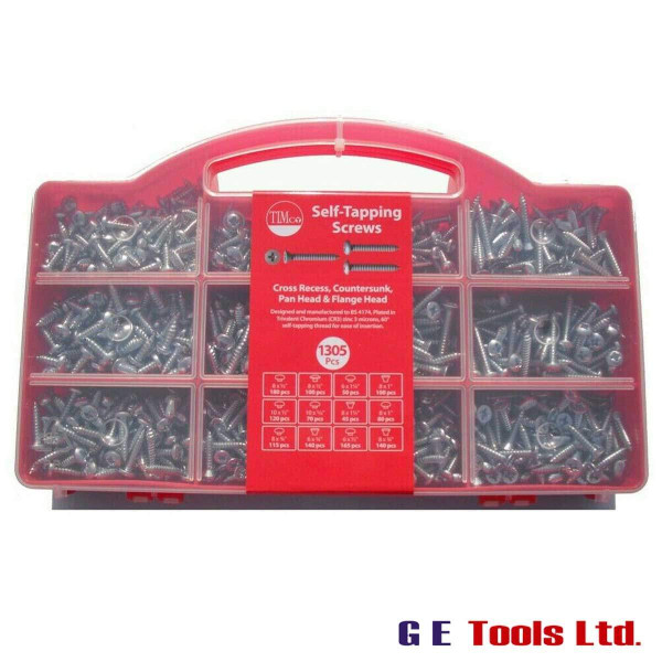 Timco 1305pc Mixed Self-Tapping Pozidriv Screws with Organiser
