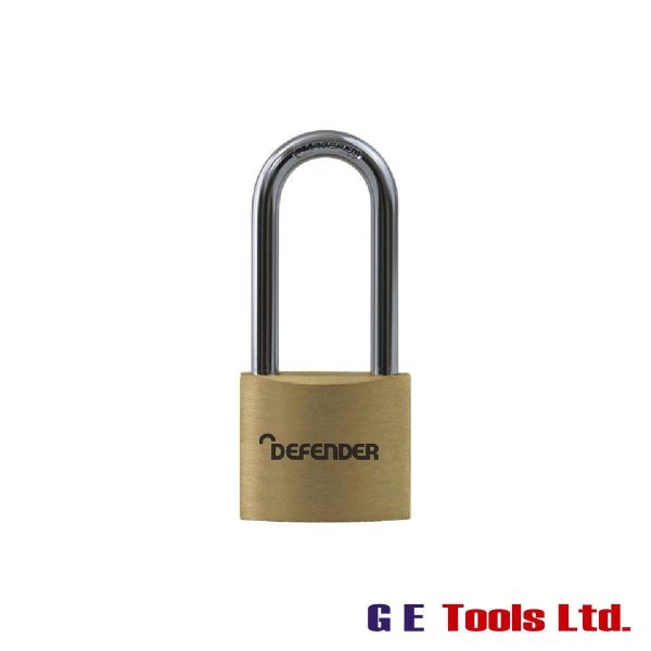 Defender Brass Padlock Long Shackle 40mm Keyed Alike