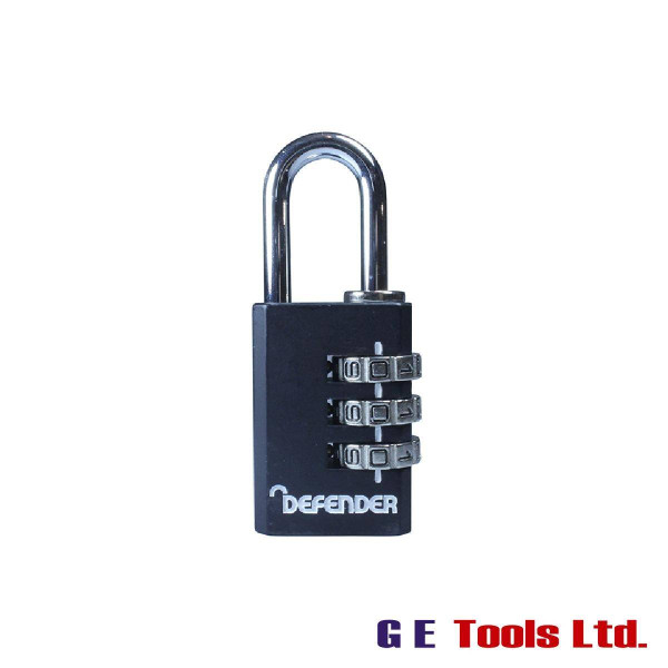 Defender Black Die-Cast Combination Padlock 30mm