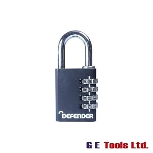Defender Black Die-Cast Combination Padlock 40mm