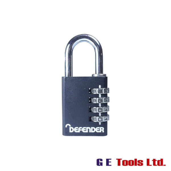 Defender Black Die-Cast Combination Padlock 40mm