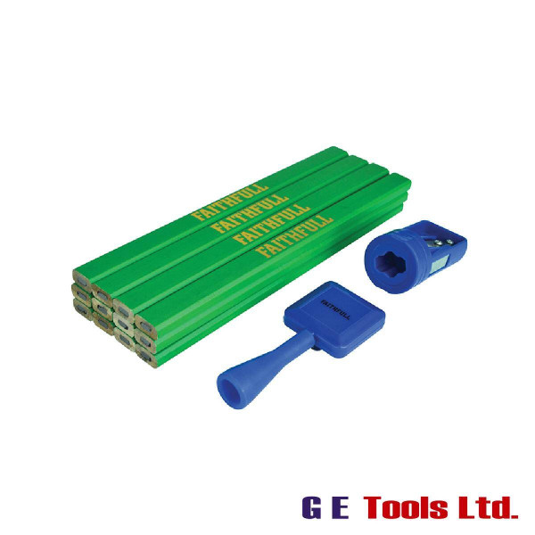 Faithfull Tools Carpenter’s Pencil Kit Green / Hard (Pack 12)
