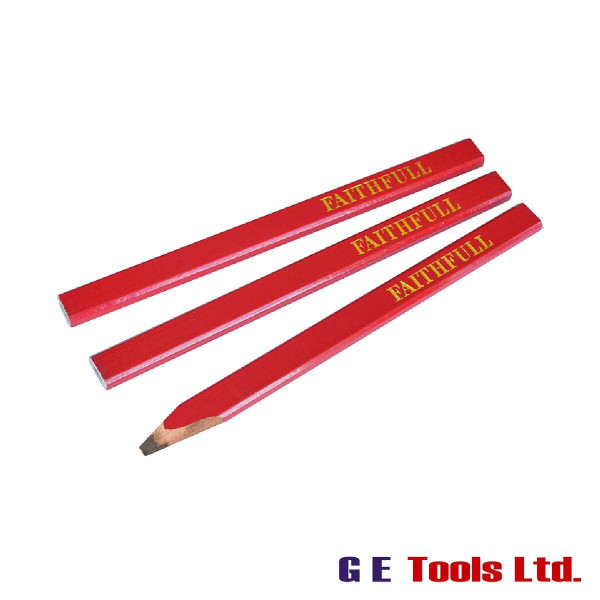 Faithfull Tools Carpenter’s Pencils – Red / Medium (Pack 3)