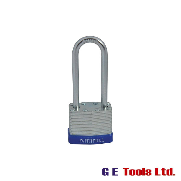Faithfull Tools Laminated Steel Padlock 40mm Long Shackle 3 Keys