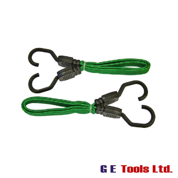 Faithfull Tools Flat Bungee Cord 60cm (24in) Green 2 Piece