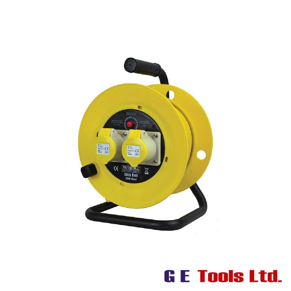 Faithfull Tools Open Drum Cable Reel 110V 16A 2-Socket 25m (1.5mm Cable)