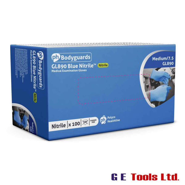PH Bodyguards GL890 Blue Nitrile Examination Glove (100 Pack)