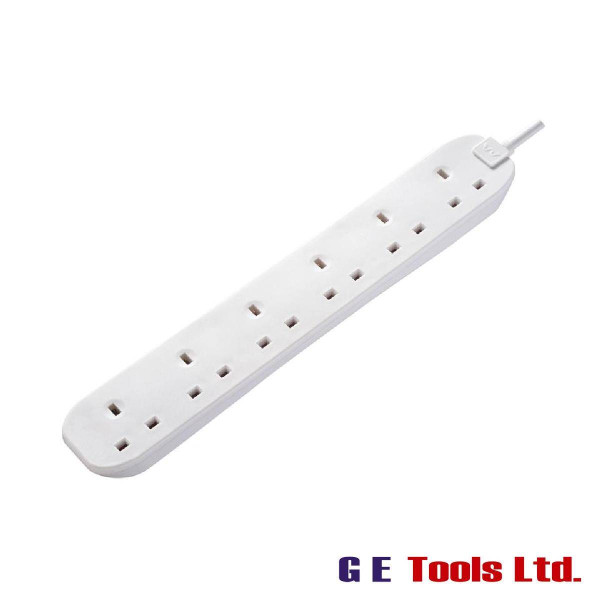 Masterplug Extension Lead 240V 6-Gang 13A White 2m
