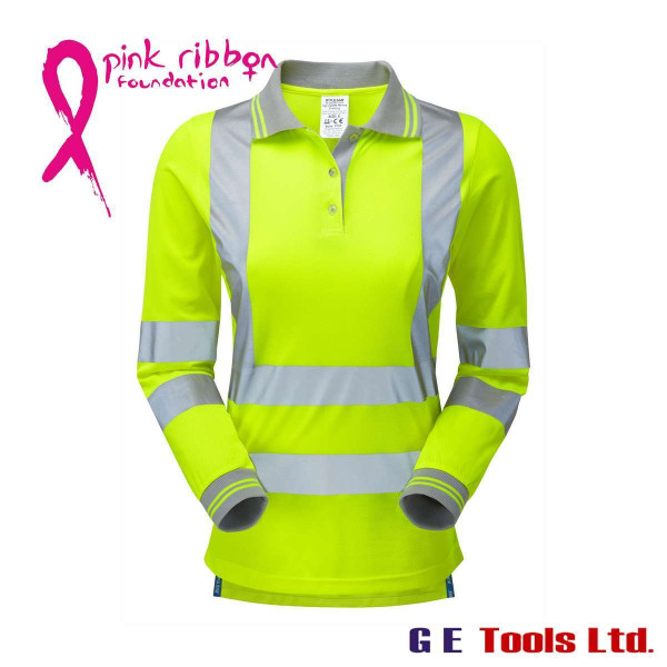 Pulsar P702 Women’s High Visibility Long Sleeve Polo Shirt Yellow