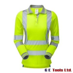 Pulsar P702 Women’s High Visibility Long Sleeve Polo Shirt Yellow