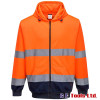 Portwest B317ONR Two-Tone Front Zipped Hooded Sweatshirt Orange/Navy