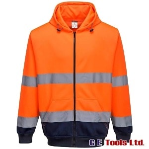 Portwest B317ONR Two-Tone Front Zipped Hooded Sweatshirt Orange/Navy