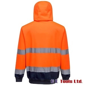 Portwest B317ONR Two-Tone Front Zipped Hooded Sweatshirt Orange/Navy
