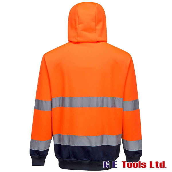 Portwest B317ONR Two-Tone Front Zipped Hooded Sweatshirt Orange/Navy