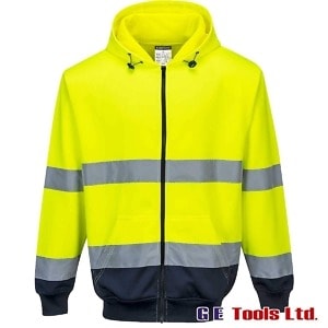 Portwest B317YNR Two-Tone Front Zipped Hooded Sweatshirt Yellow/Navy Portwest B317YNR Two-Tone Front Zipped Hooded Sweatshirt Yellow/Navy