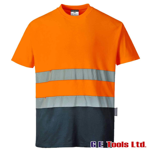 Portwest S173 High Visibility Two Tone Comfort T-Shirt Orange/Navy