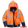 Portwest S266 High Visibility Waterproof Bomber Jacket Orange/Navy