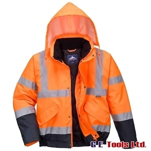 Portwest S266 High Visibility Waterproof Bomber Jacket Orange/Navy