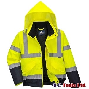 Portwest S266 High Visibility Waterproof Bomber Jacket Yellow/Navy Portwest S266 High Visibility Waterproof Bomber Jacket Yellow/Navy