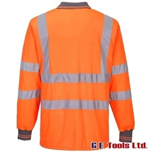 Portwest S277 Rail-Spec Orange High Visibility Long Sleeved Polo Shirt
