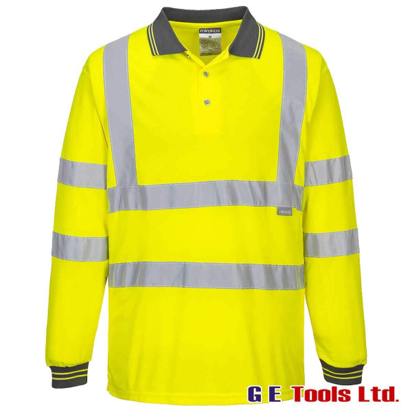 Portwest S277 Yellow High Visibility Long Sleeved Polo Shirt