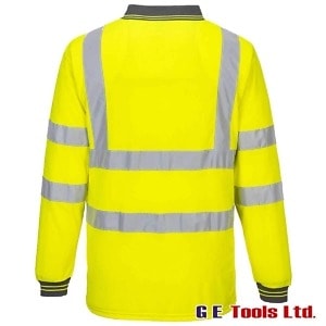 Portwest S277 Yellow High Visibility Long Sleeved Polo Shirt Portwest S277 Yellow High Visibility Long Sleeved Polo Shirt