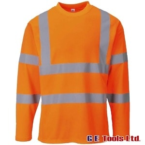 Portwest S278 Rail-Spec Orange High Visibility Long Sleeved T-Shirt Portwest S278 Rail-Spec Orange High Visibility Long Sleeved T-Shirt
