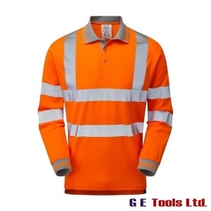 Pulsar PR470-R High Visibility Rail-Spec Long Sleeve Polo Shirt Orange
