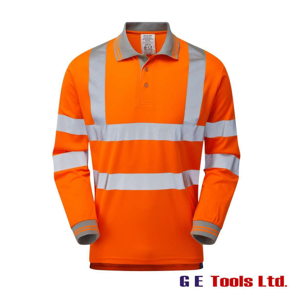 Pulsar PR470-R High Visibility Rail-Spec Long Sleeve Polo Shirt Orange
