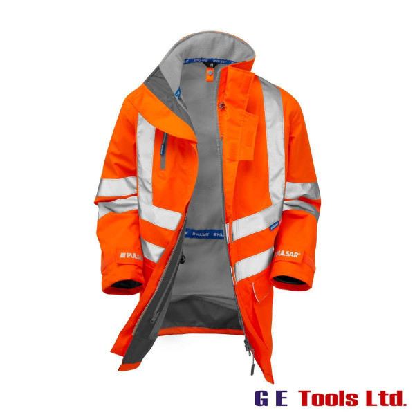 Pulsar PR499 “R” High Visibility Rail-Spec Waterproof Unlined Storm Coat Orange