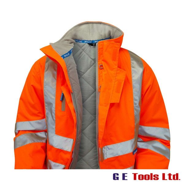Pulsar PR502 High Visibility Rail-Spec Padded Storm Coat Orange
