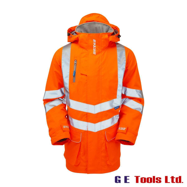 Pulsar PR502 High Visibility Rail-Spec Padded Storm Coat Orange