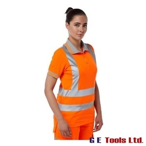 Pulsar PR701 Women’s Rail-Spec High Visibility Short Sleeve Polo Shirt Orange