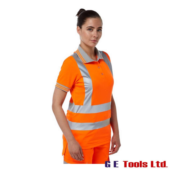 Pulsar PR701 Women’s Rail-Spec High Visibility Short Sleeve Polo Shirt Orange