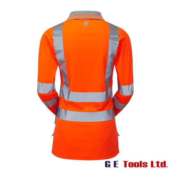 Pulsar PR703 Women’s High Visibility Rail-Spec Long Sleeve Polo Shirt Orange