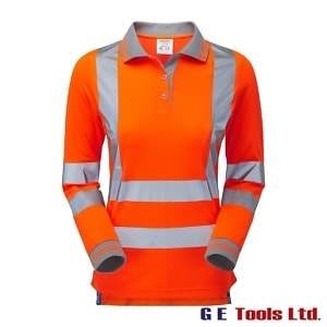 Pulsar PR703 Women’s High Visibility Rail-Spec Long Sleeve Polo Shirt Orange