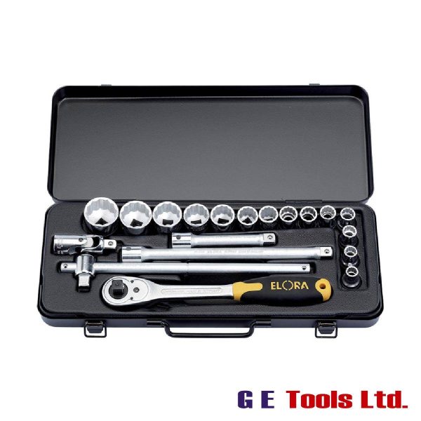 Elora 1/2″ Square Drive Metric Socket Set (19 Piece)