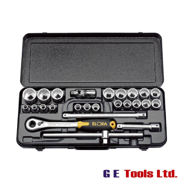 Elora 1/2″ Square Drive Metric Socket Set (25 Piece)