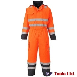 Portwest S775 Bizflame Hi-Vis Rail-Spec Waterproof Coveralls Orange/Navy
