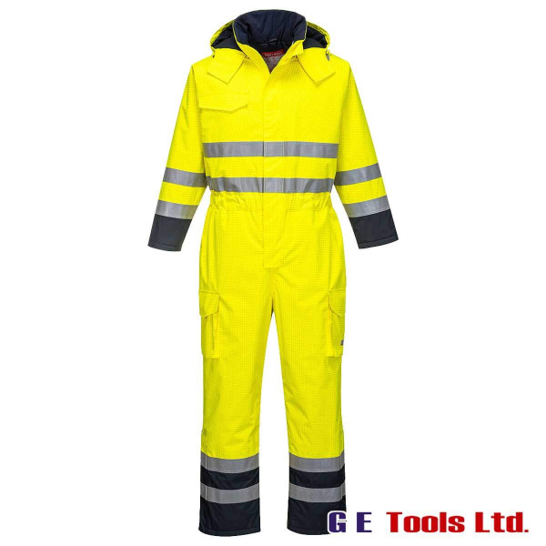 Portwest S775 Bizflame Hi-Vis Waterproof Coveralls Yellow/Navy