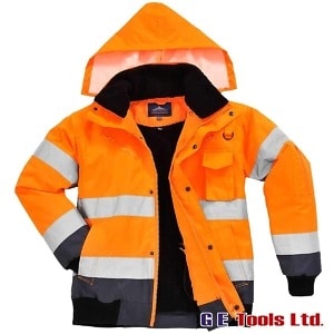 Portwest C465 Rail-Spec Orange High Visibility Bomber Jacket