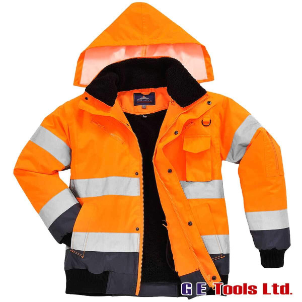 Portwest C465 Rail-Spec Orange High Visibility Bomber Jacket