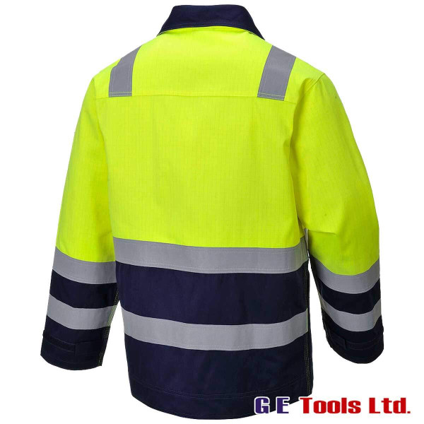 Portwest MV25 High Visibility Flame Resistant Jacket Yellow/Navy