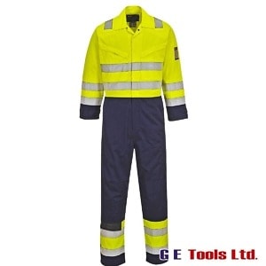 Portwest MV28 High Visibility Flame Resistant Coveralls Yellow/Navy